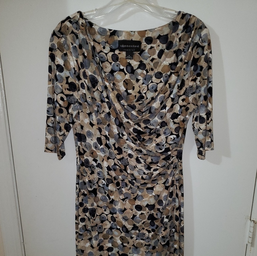 Connected apparel brown and blue dress